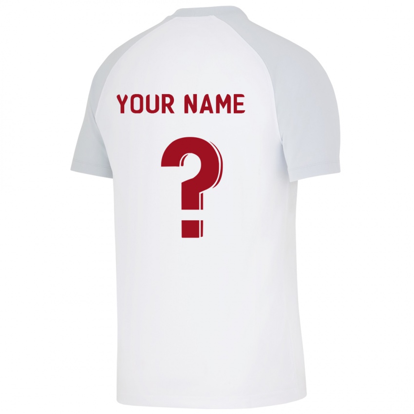 Kinderen Uw Naam #0 Wit Uitshirt Uittenue 2023/24 T-Shirt
