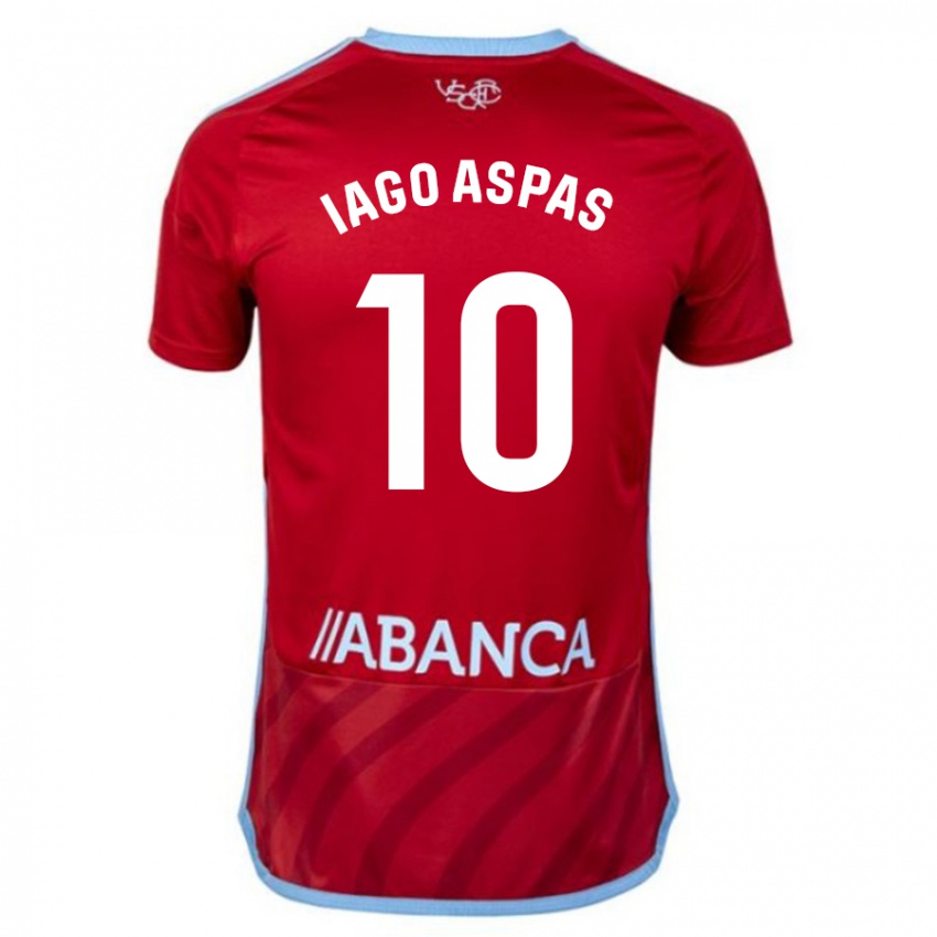 Kinderen Iago Aspas #10 Rood Uitshirt Uittenue 2023/24 T-Shirt