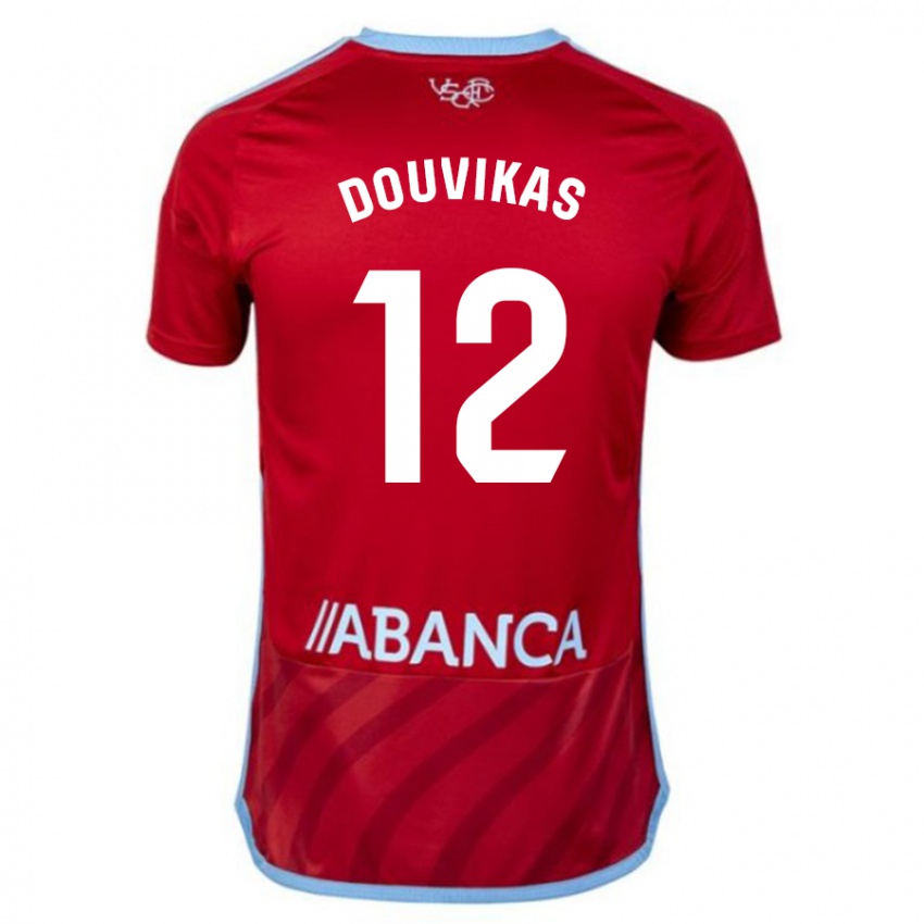 Kinderen Anastasios Douvikas #12 Rood Uitshirt Uittenue 2023/24 T-Shirt