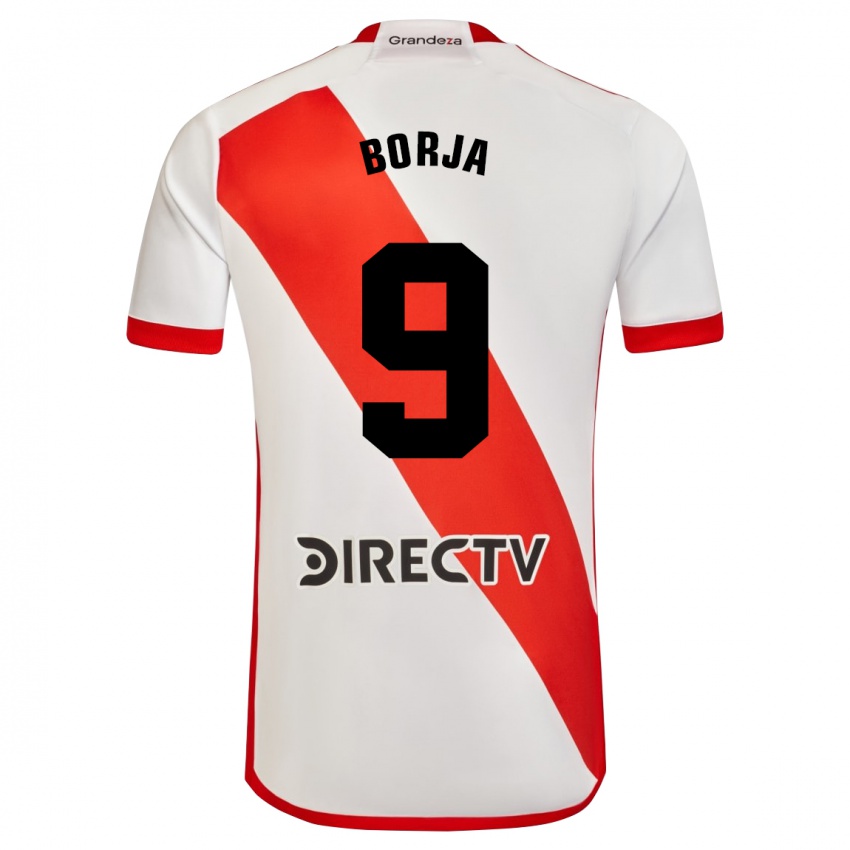 Heren Miguel Borja #9 Wit Rood Thuisshirt Thuistenue 2023/24 T-Shirt