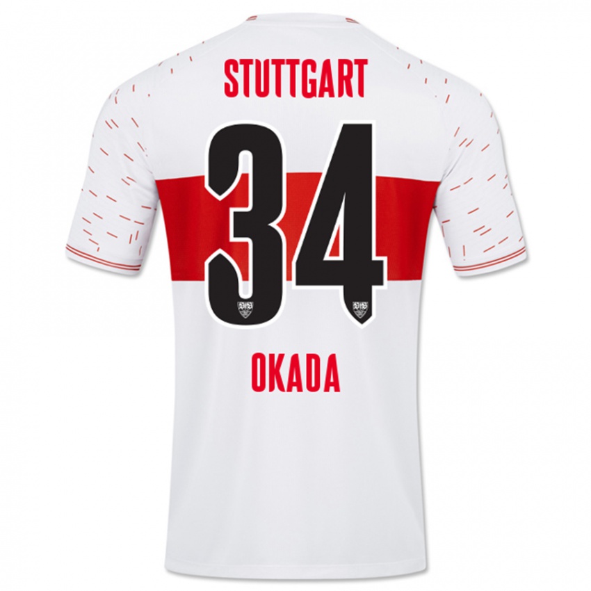 Heren Rei Okada #34 Wit Thuisshirt Thuistenue 2023/24 T-Shirt