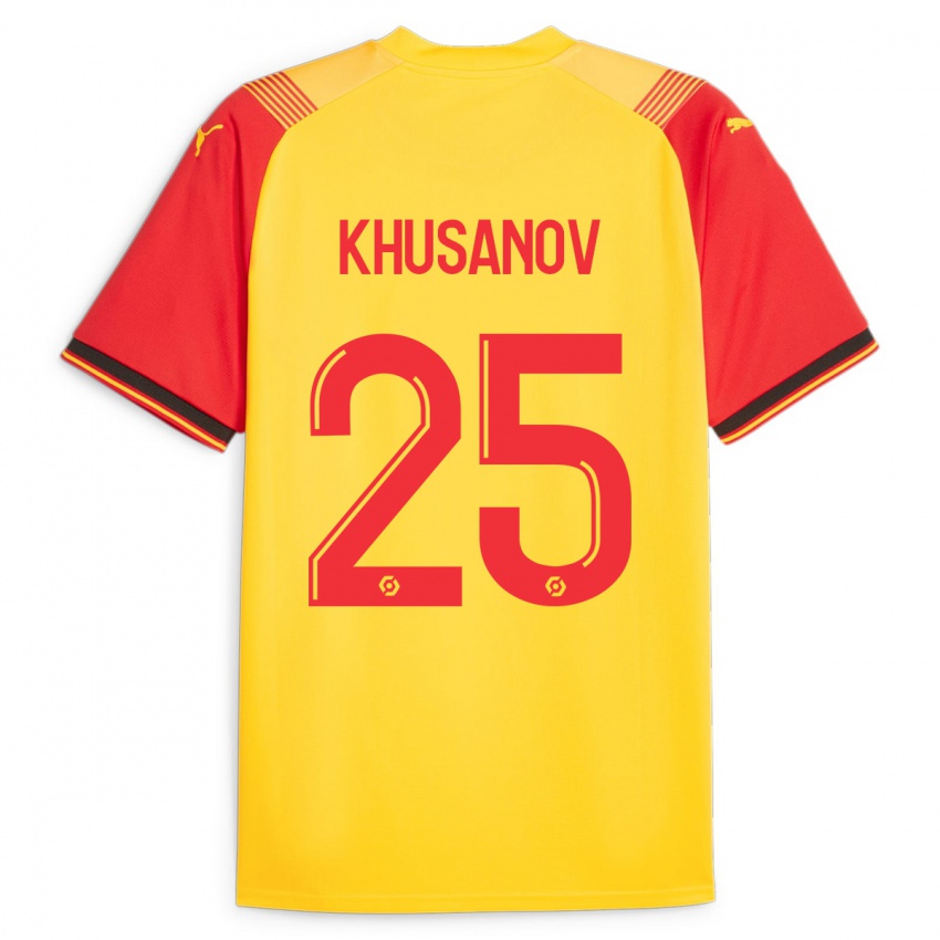 Heren Abdukodir Khusanov #25 Geel Thuisshirt Thuistenue 2023/24 T-Shirt