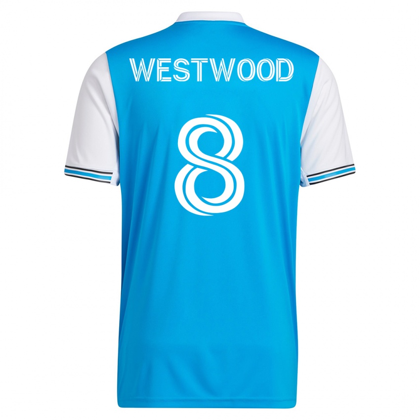 Heren Ashley Westwood #8 Blauw Thuisshirt Thuistenue 2023/24 T-Shirt