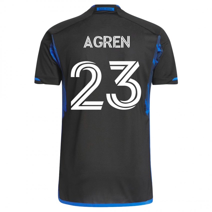 Heren Oskar Agren #23 Blauw Zwart Thuisshirt Thuistenue 2023/24 T-Shirt