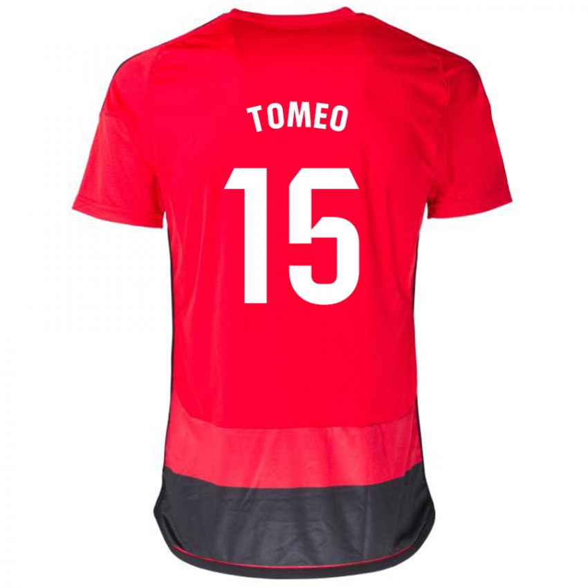 Heren Pablo Tomeo #15 Rood Zwart Thuisshirt Thuistenue 2023/24 T-Shirt