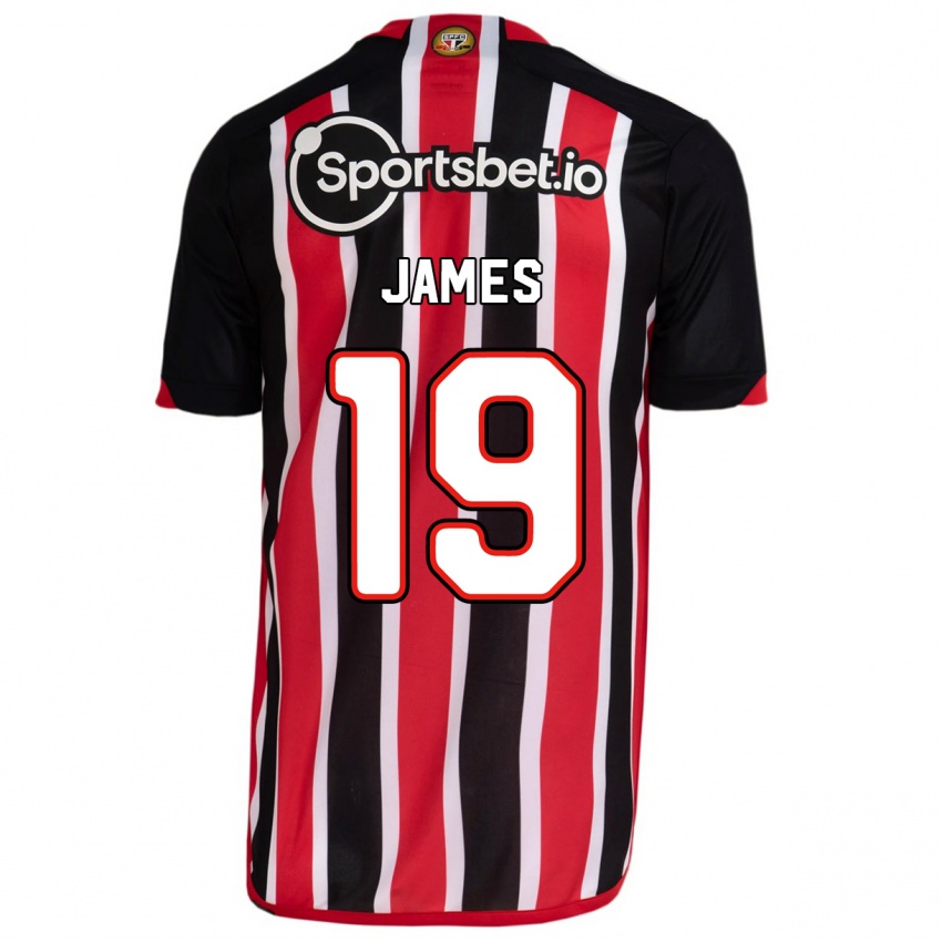 Heren James Rodriguez #19 Blauw Rood Uitshirt Uittenue 2023/24 T-Shirt