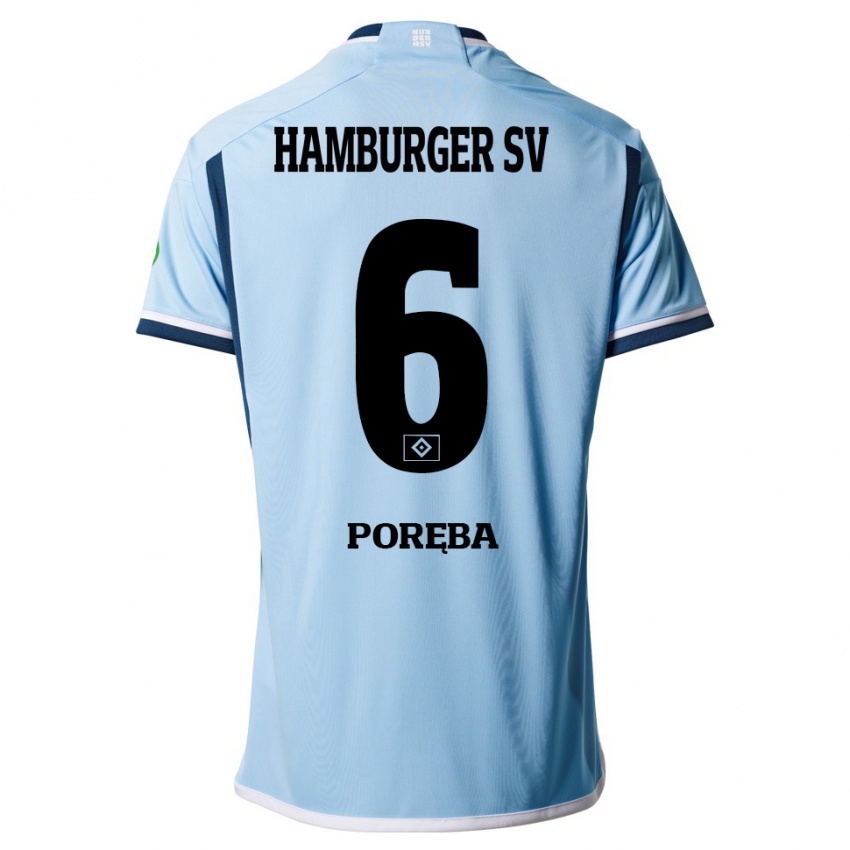 Heren Lukasz Poreba #6 Blauw Uitshirt Uittenue 2023/24 T-Shirt