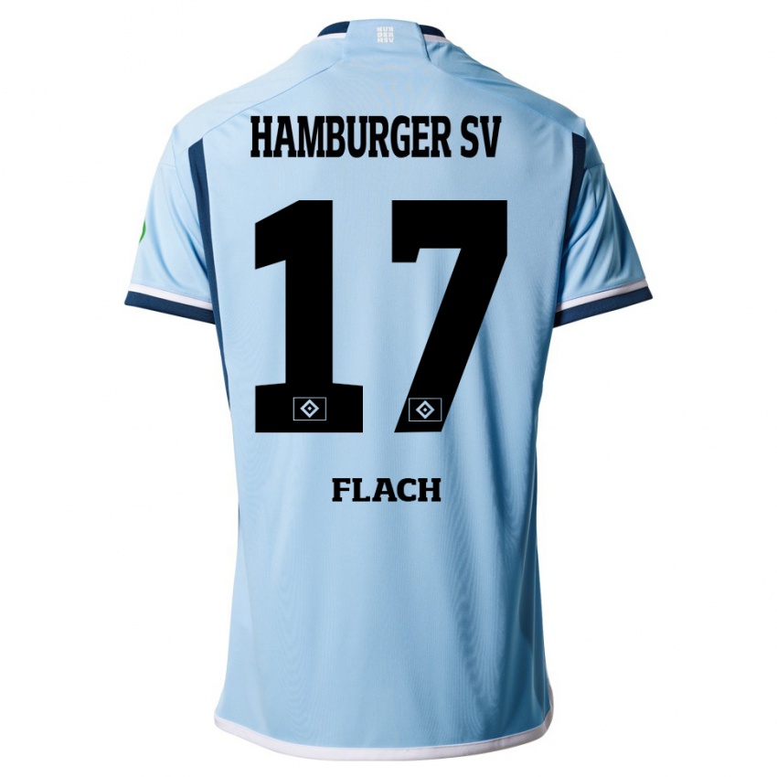 Heren Timon Flach #17 Blauw Uitshirt Uittenue 2023/24 T-Shirt