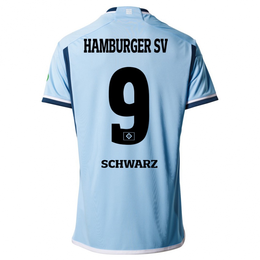 Heren Rafael Schwarz #9 Blauw Uitshirt Uittenue 2023/24 T-Shirt