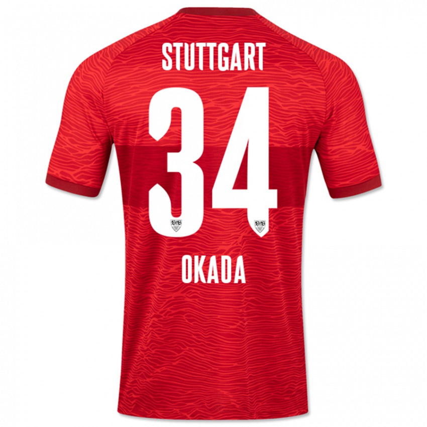 Heren Rei Okada #34 Rood Uitshirt Uittenue 2023/24 T-Shirt