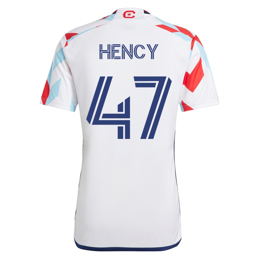 Heren Billy Hency #47 Wit Blauw Uitshirt Uittenue 2023/24 T-Shirt