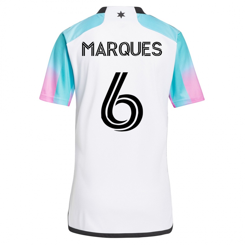 Heren Mikael Marqués #6 Wit Uitshirt Uittenue 2023/24 T-Shirt