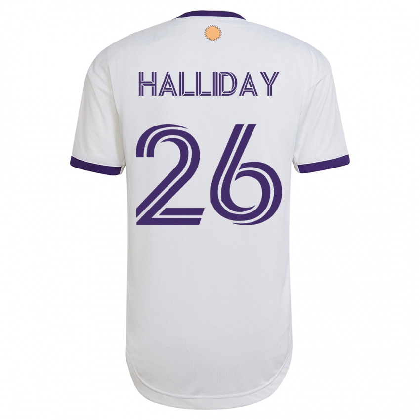 Heren Michael Halliday #26 Wit Uitshirt Uittenue 2023/24 T-Shirt