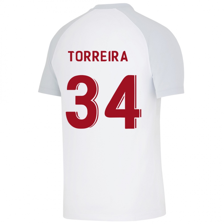 Heren Lucas Torreira #34 Wit Uitshirt Uittenue 2023/24 T-Shirt
