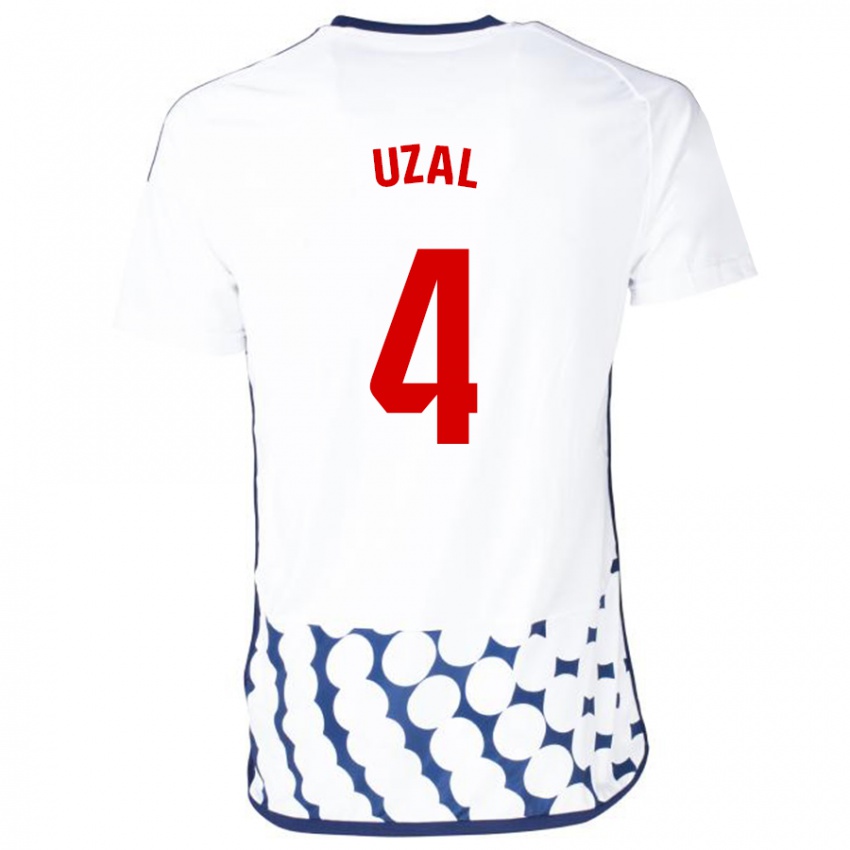 Heren Yeray Uzal #4 Wit Uitshirt Uittenue 2023/24 T-Shirt
