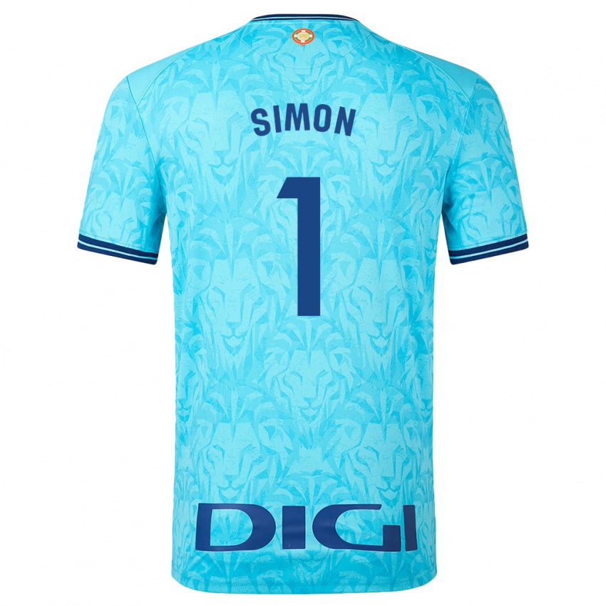 Heren Unai Simon #1 Hemelsblauw Uitshirt Uittenue 2023/24 T-Shirt