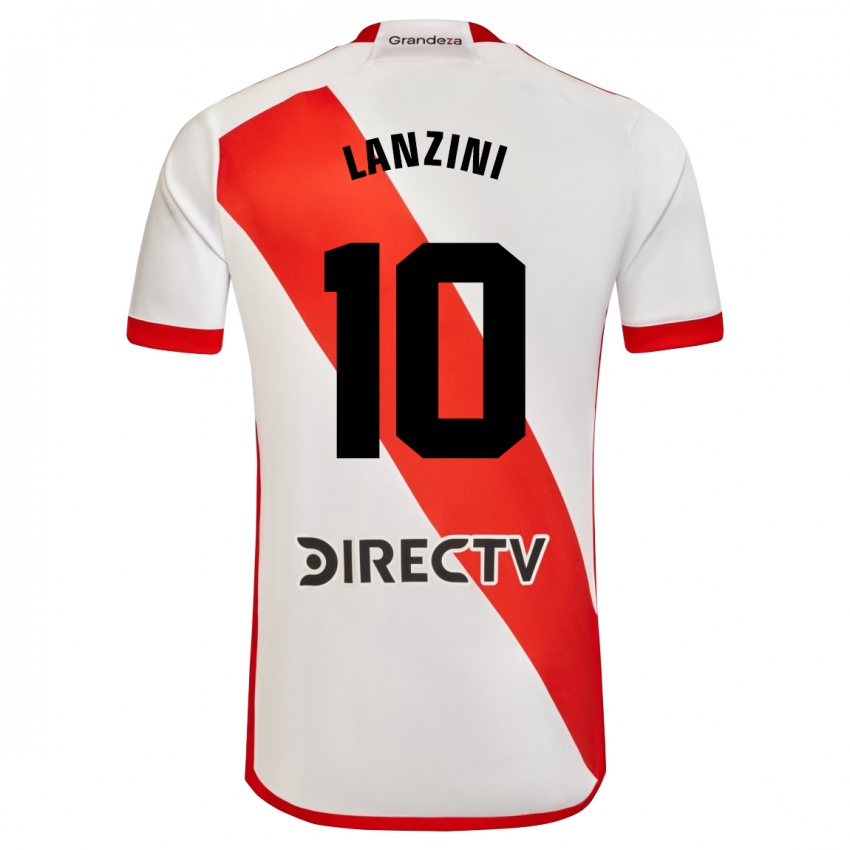 Dames Manuel Lanzini #10 Wit Rood Thuisshirt Thuistenue 2023/24 T-Shirt