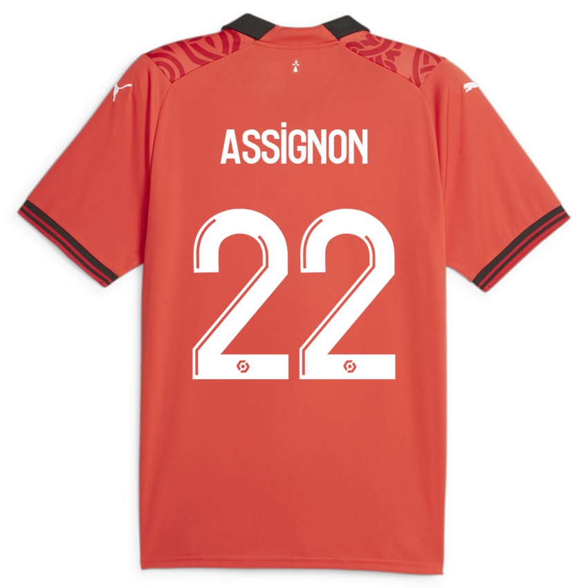 Dames Lorenz Assignon #22 Rood Thuisshirt Thuistenue 2023/24 T-Shirt