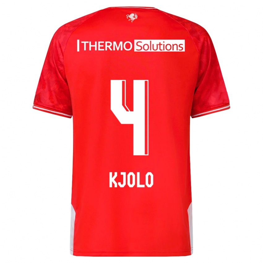 Dames Mathias Kjølø #4 Rood Thuisshirt Thuistenue 2023/24 T-Shirt