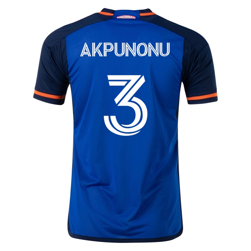 Dames Joey Akpunonu #3 Blauw Thuisshirt Thuistenue 2023/24 T-Shirt