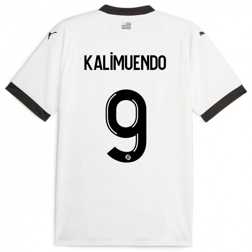 Dames Arnaud Kalimuendo #9 Wit Uitshirt Uittenue 2023/24 T-Shirt