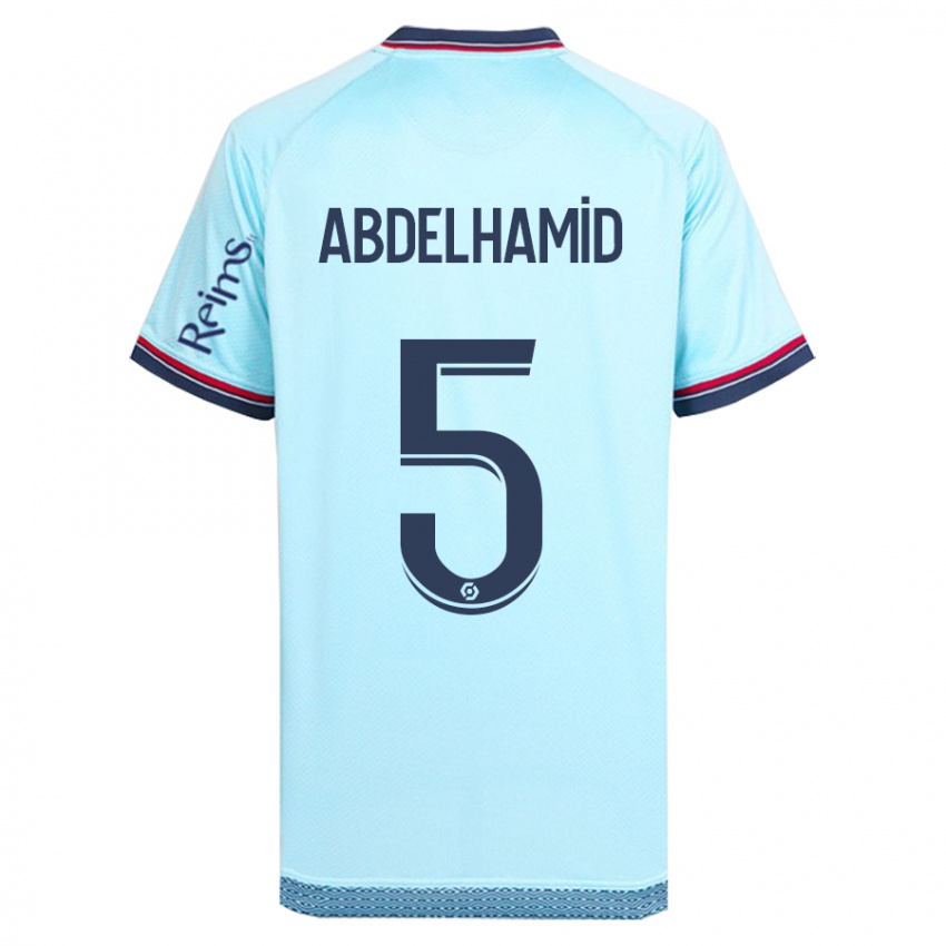 Dames Yunis Abdelhamid #5 Hemelsblauw Uitshirt Uittenue 2023/24 T-Shirt