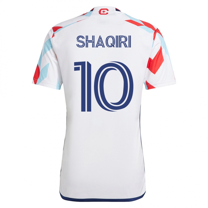 Dames Xherdan Shaqiri #10 Wit Blauw Uitshirt Uittenue 2023/24 T-Shirt
