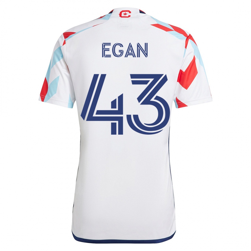 Dames Noah Egan #43 Wit Blauw Uitshirt Uittenue 2023/24 T-Shirt