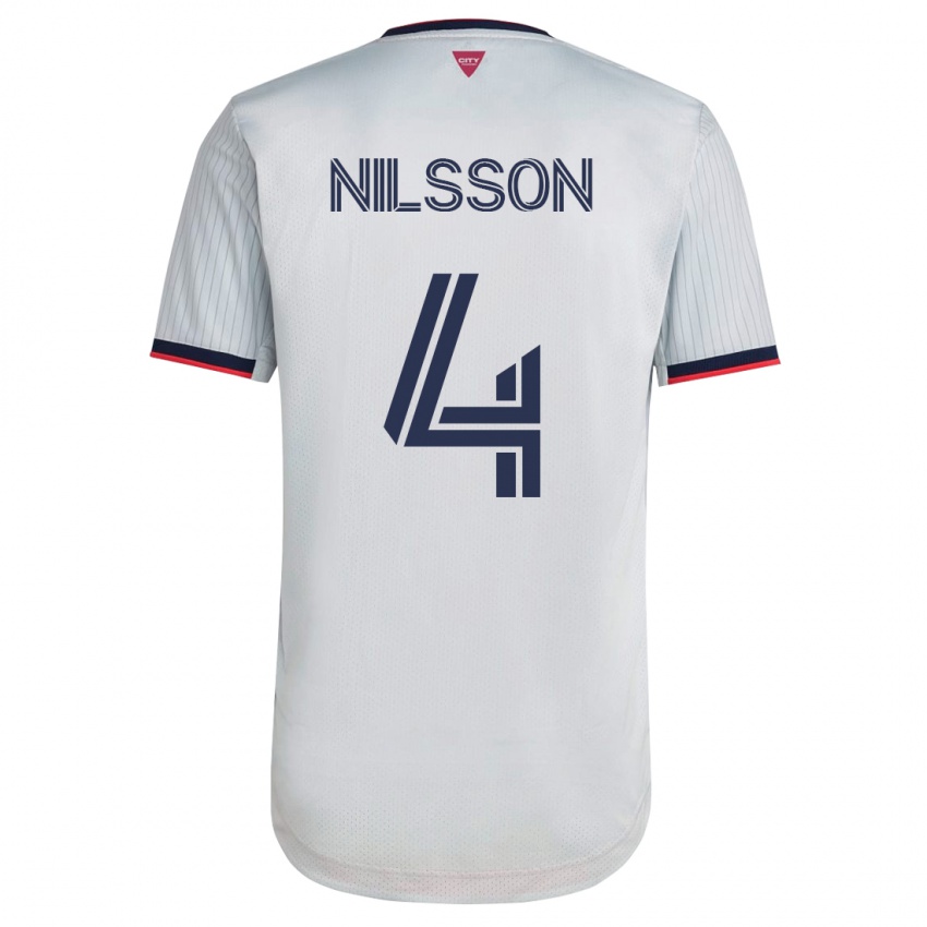 Dames Joakim Nilsson #4 Wit Uitshirt Uittenue 2023/24 T-Shirt