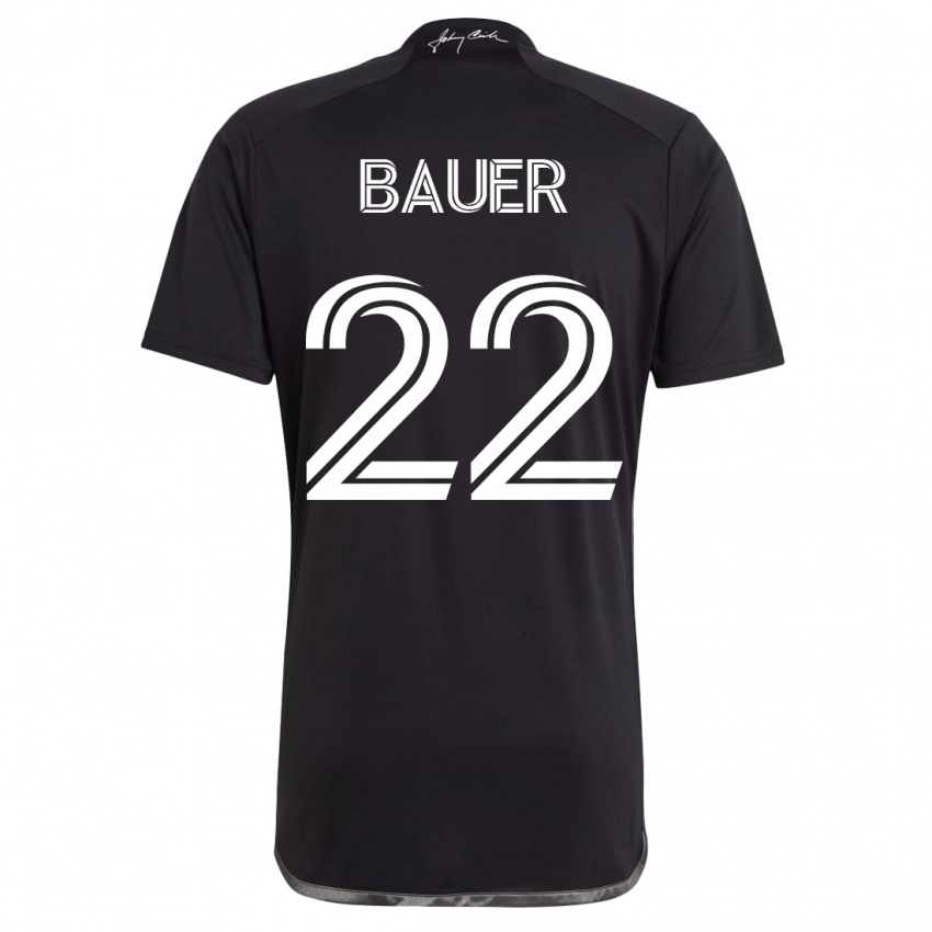 Dames Josh Bauer #22 Zwart Uitshirt Uittenue 2023/24 T-Shirt