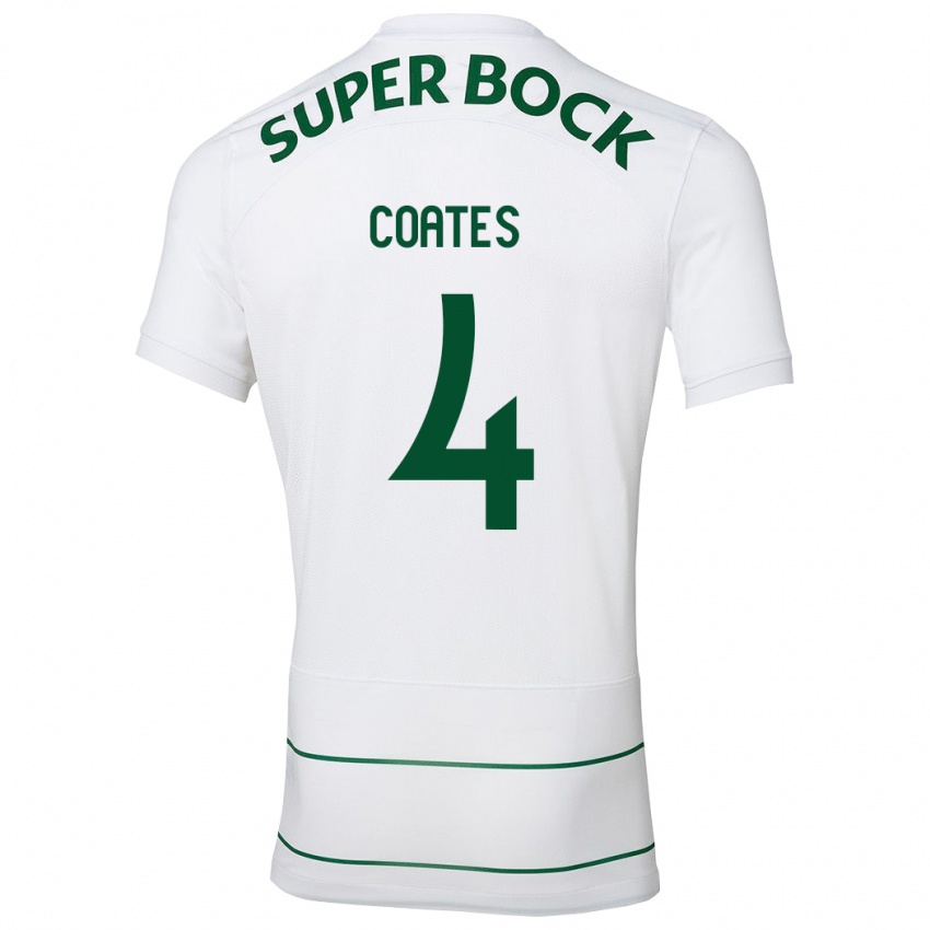 Dames Sebastian Coates #4 Wit Uitshirt Uittenue 2023/24 T-Shirt