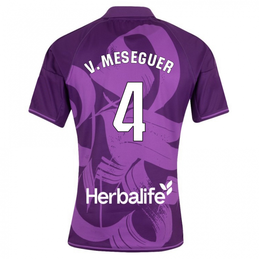 Dames Víctor Meseguer #4 Viooltje Uitshirt Uittenue 2023/24 T-Shirt