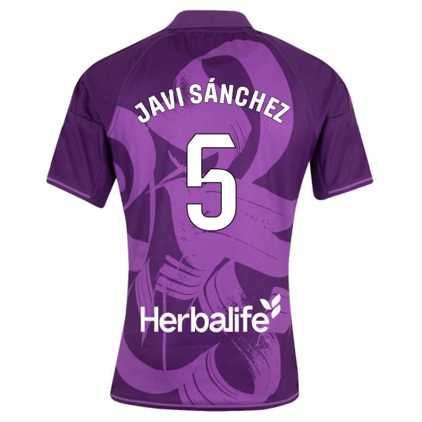 Dames Javi Sánchez #5 Viooltje Uitshirt Uittenue 2023/24 T-Shirt