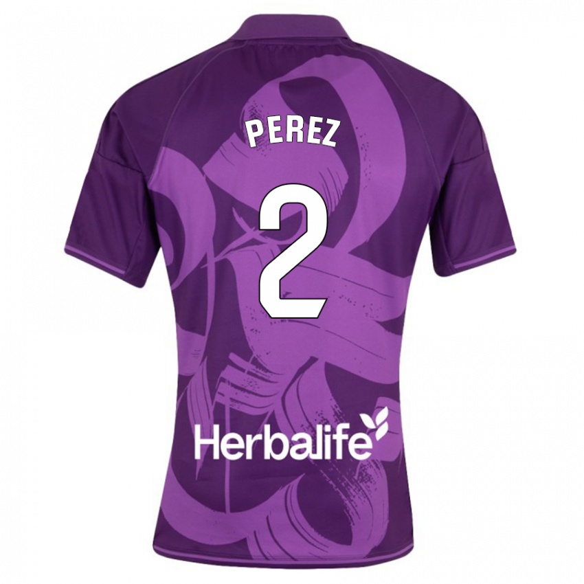 Dames Iker Pérez #2 Viooltje Uitshirt Uittenue 2023/24 T-Shirt