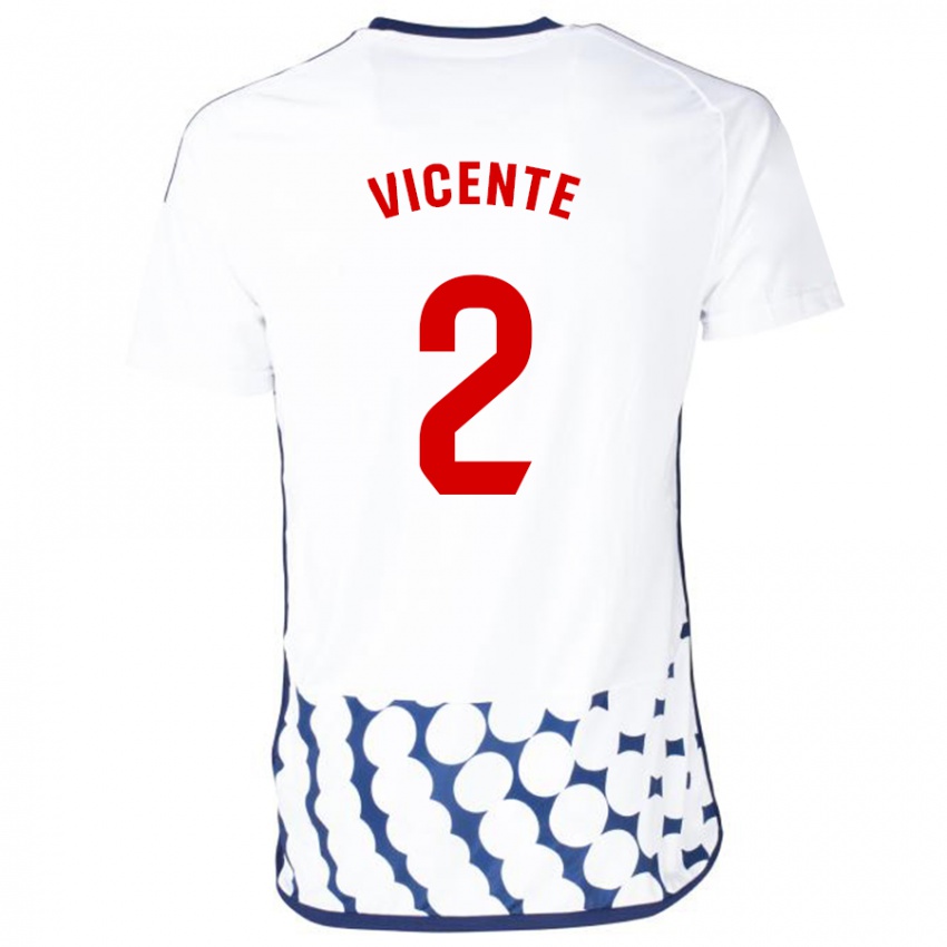 Dames David Vicente #2 Wit Uitshirt Uittenue 2023/24 T-Shirt