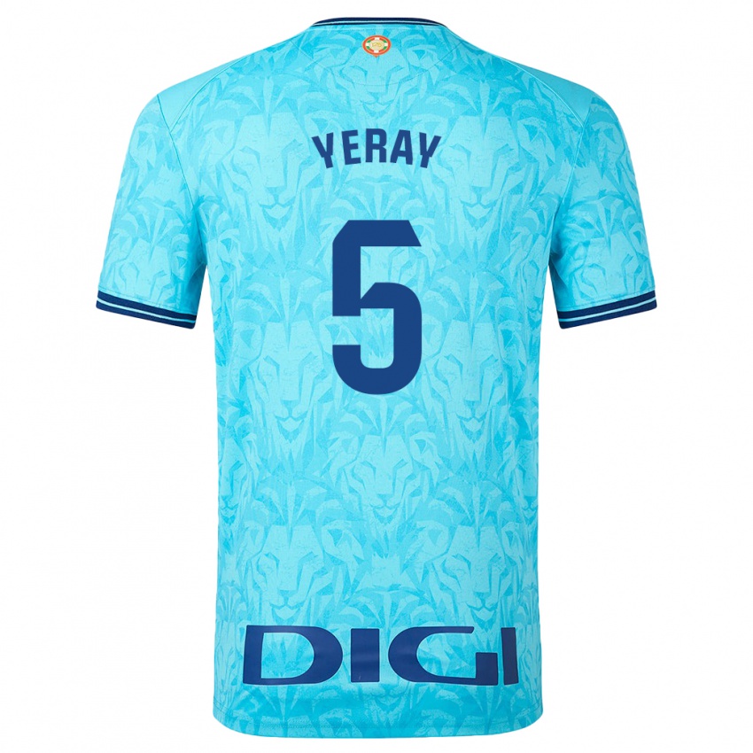 Dames Yeray Alvarez #5 Hemelsblauw Uitshirt Uittenue 2023/24 T-Shirt
