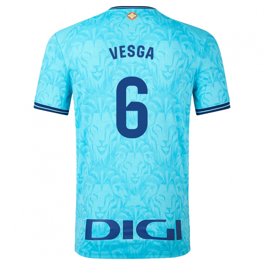 Dames Mikel Vesga #6 Hemelsblauw Uitshirt Uittenue 2023/24 T-Shirt