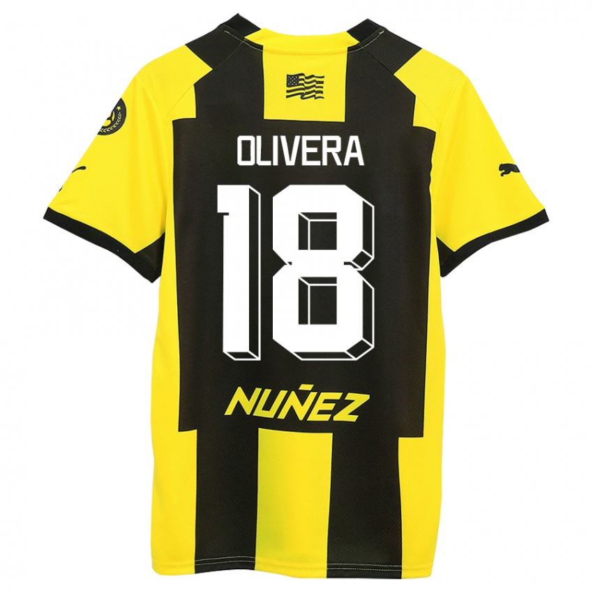 Kinderen Maximiliano Olivera #18 Geel Zwart Thuisshirt Thuistenue 2023/24 T-Shirt