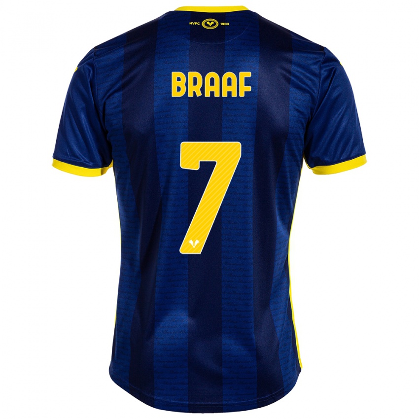 Kinderen Jayden Braaf #7 Marine Thuisshirt Thuistenue 2023/24 T-Shirt