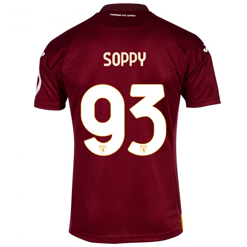 Kinderen Brandon Soppy #93 Donkerrood Thuisshirt Thuistenue 2023/24 T-Shirt