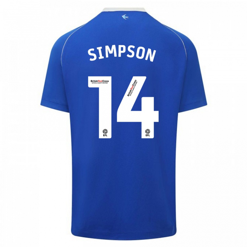 Kinderen Jasmine Simpson #14 Blauw Thuisshirt Thuistenue 2023/24 T-Shirt