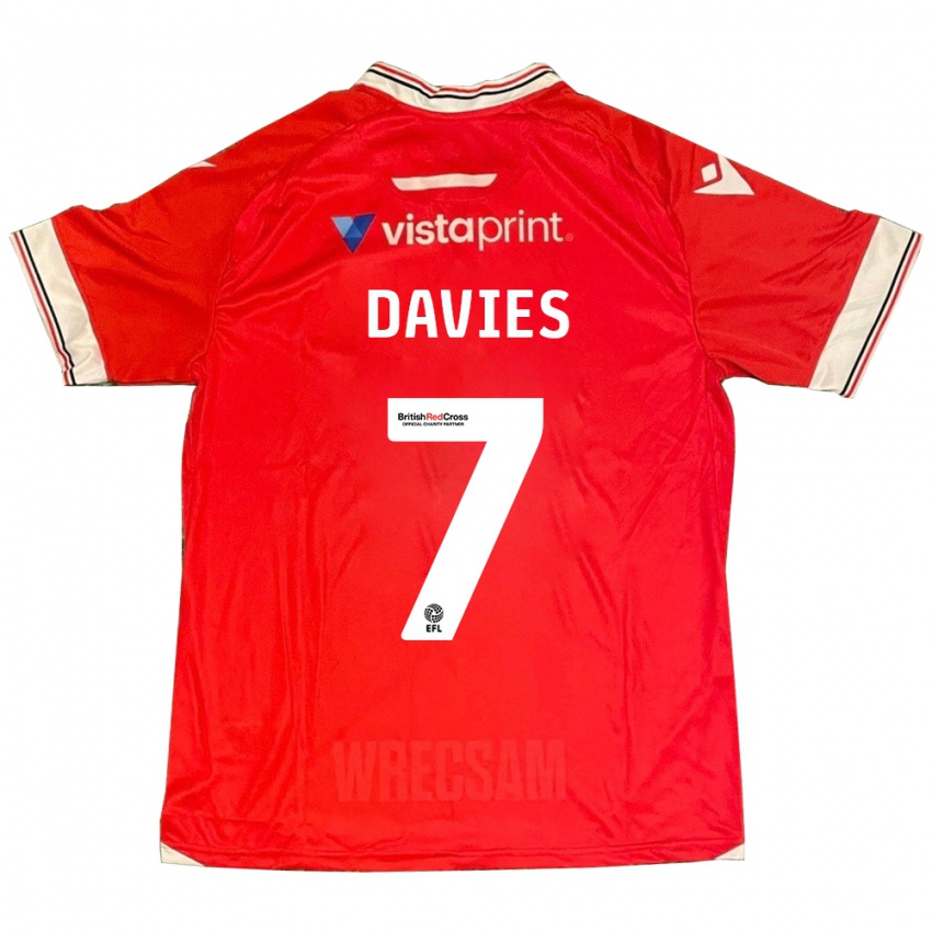 Kinderen Jordan Davies #7 Rood Thuisshirt Thuistenue 2023/24 T-Shirt