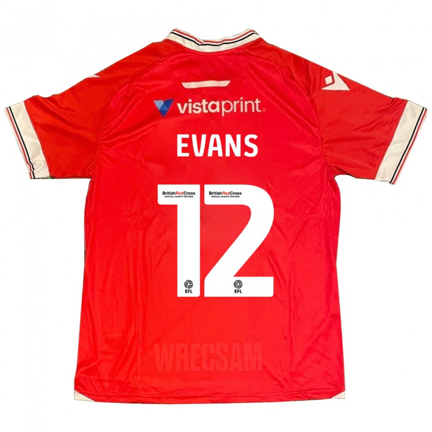 Kinderen George Evans #12 Rood Thuisshirt Thuistenue 2023/24 T-Shirt