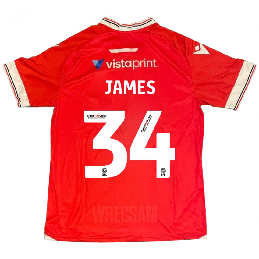 Kinderen Aaron James #34 Rood Thuisshirt Thuistenue 2023/24 T-Shirt