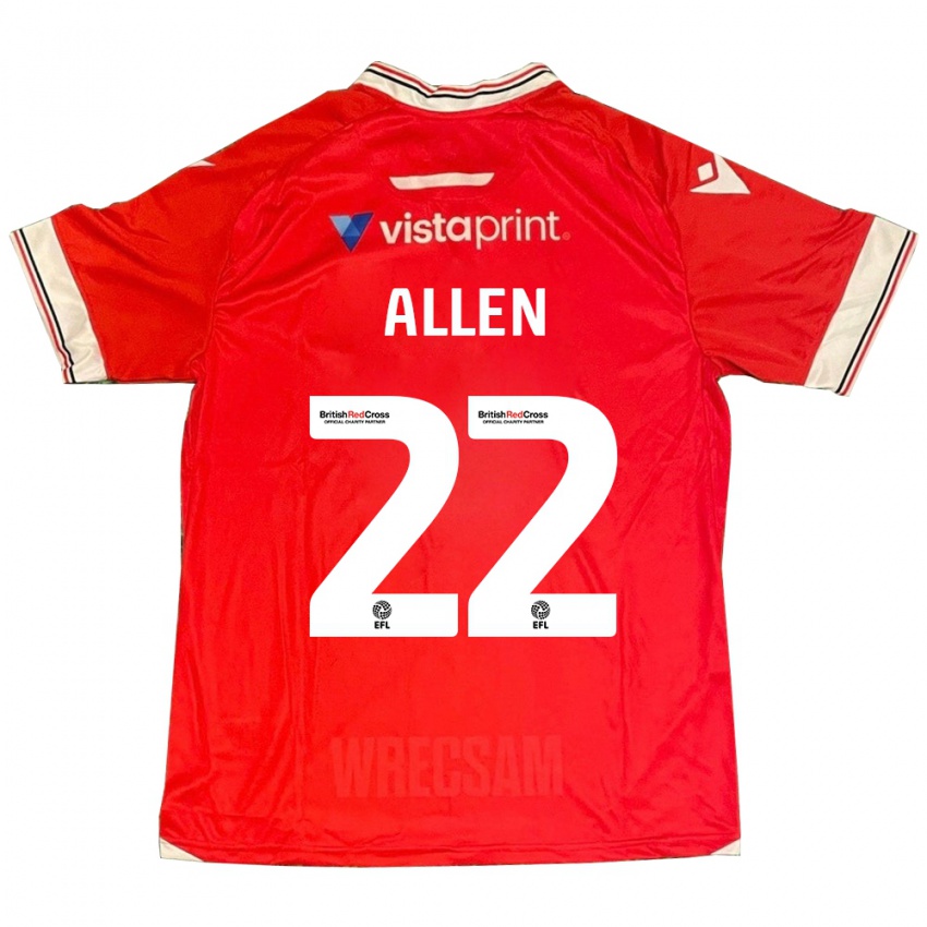 Kinderen Keren Allen #22 Rood Thuisshirt Thuistenue 2023/24 T-Shirt