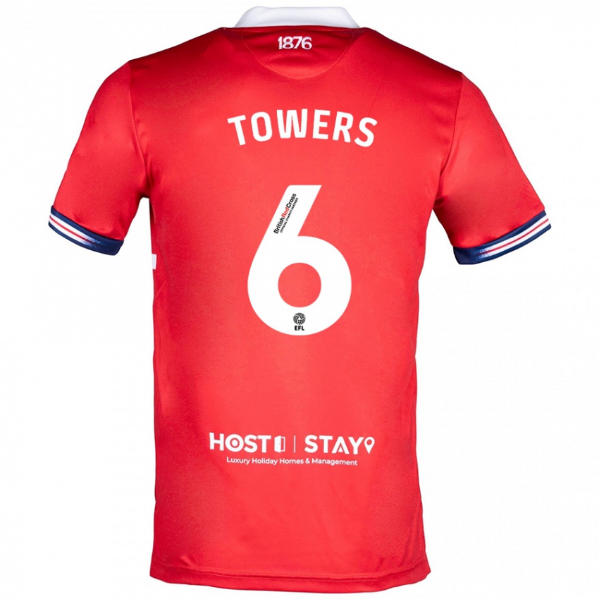 Kinderen Abby Towers #6 Rood Thuisshirt Thuistenue 2023/24 T-Shirt