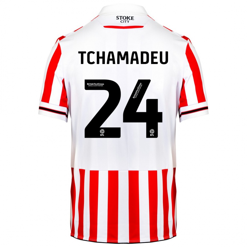 Kinderen Junior Tchamadeu #24 Rood Wit Thuisshirt Thuistenue 2023/24 T-Shirt