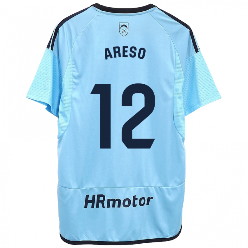 Kinderen Jesús Areso #12 Blauw Uitshirt Uittenue 2023/24 T-Shirt