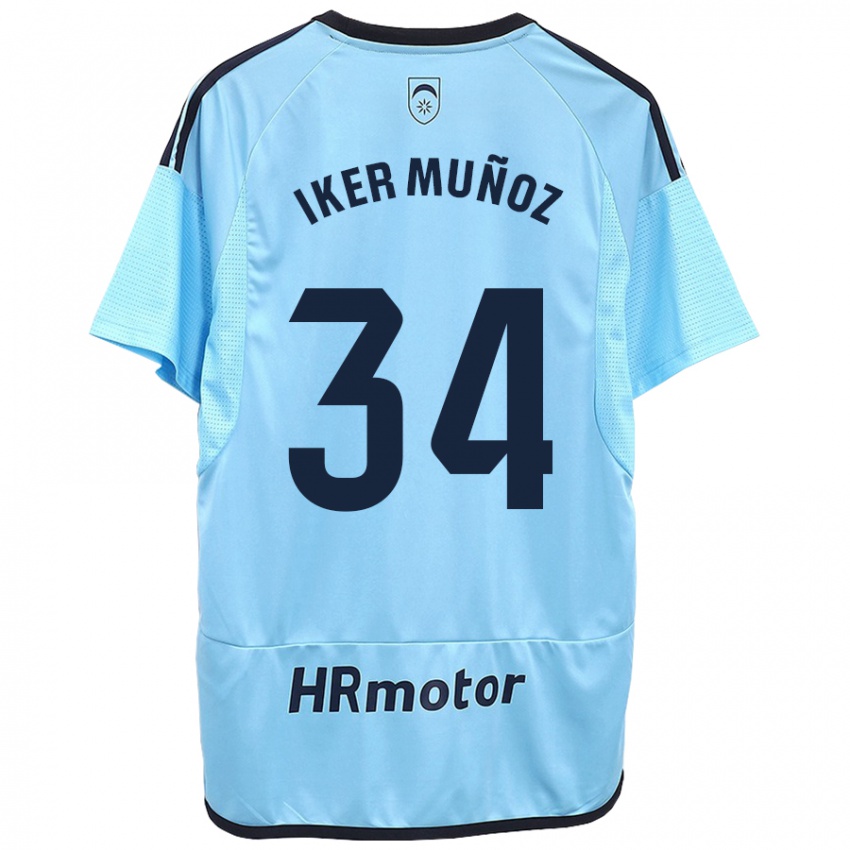 Kinderen Iker Muñoz #34 Blauw Uitshirt Uittenue 2023/24 T-Shirt