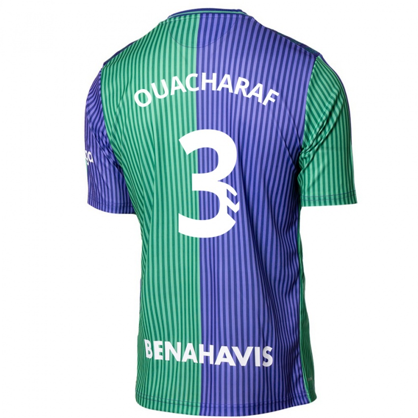 Kinderen Bilal Ouacharaf #3 Groen Blauw Uitshirt Uittenue 2023/24 T-Shirt